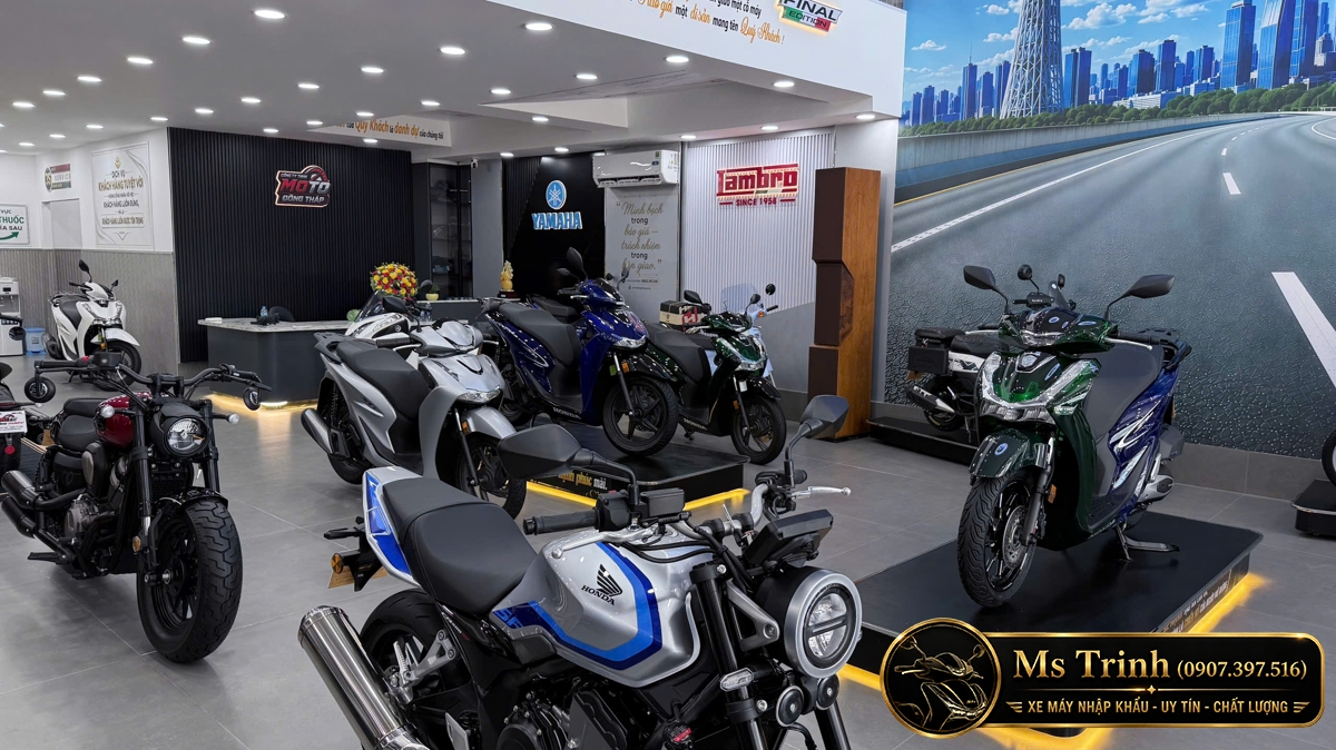Khu trưng bày xe Honda cao cấp tại showroom Moto Đồng Tháp